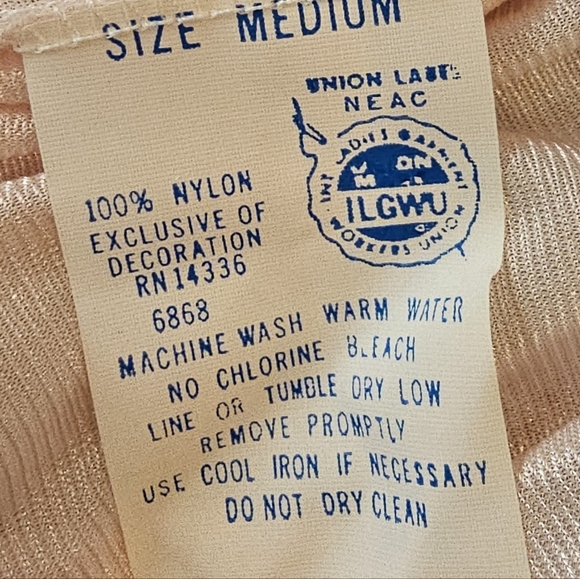 Vintage Union Made Size Medium Pink One Piece Teddy Lingerie Nylon Lace New Tag - Picture 4 of 7